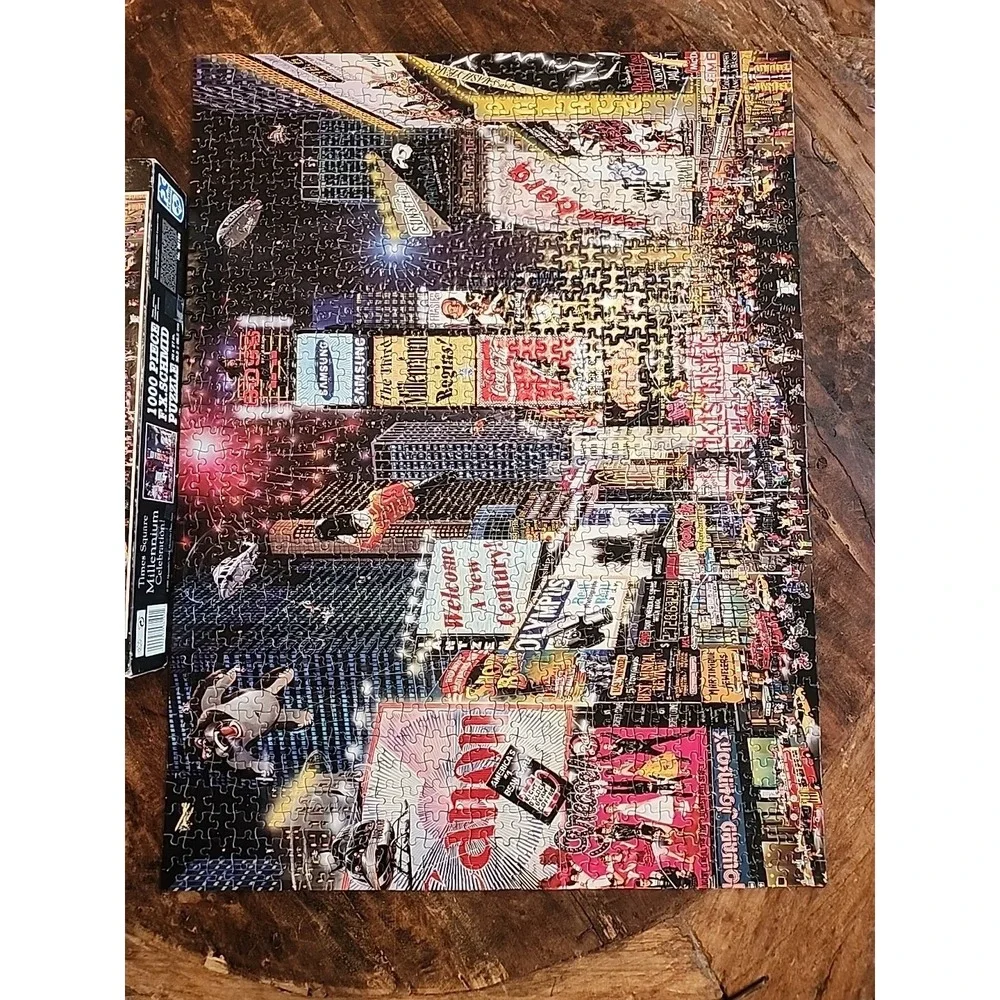 1000 piece JIGSAW PUZZLE FX SCHMID TIMES SQUARE MILLENNIUM CELEBRATION COLORFUL!